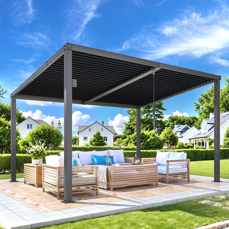 AECOJOY 13' X 10' Outdoor Hardtop Louvered Gazebo Pergola
